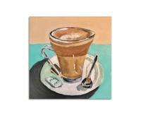 DSJXJZ Impasto Ensemble de peinture à l'huile sur toile avec soucoupe et tasse à café - Affiches murales décoratives pour chambre à coucher familiale - 50 x 50 cm