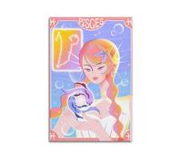 DSJXJZ Impression sur toile avec personnage de Poissons et constellation à bulles - Décoration murale moderne pour chambre à coucher familiale - 40 x 60 cm