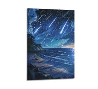 DSJXJZ Impression sur toile de style fantastique avec vue nocturne, plage de météores, paysage et décoration murale moderne pour chambre à coucher (30 x 45 cm)