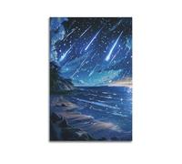 DSJXJZ Impression sur toile de style fantastique avec vue nocturne, plage de météores, paysage fantastique, décoration murale moderne pour chambre à coucher (40 x 60 cm)