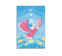 DSJXJZ Impression sur toile de Tarot Major Arcana, le chariot, ambiance simple et chaleureuse d'une souris chevauchant un aigle - Décoration murale moderne pour chambre à coucher (60 x 90 cm)