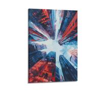 DSJXJZ Impression sur toile décorative style science-fiction de style voyage en ville avec vue de dessus de bâtiment, décoration murale moderne pour chambre à coucher (50 x 75 cm)