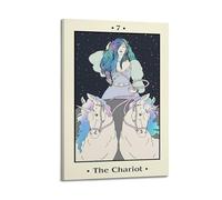 DSJXJZ Impression sur toile représentant le Tarot Major Arcana, le chariot, motif princesse arc-en-ciel et cheval de guerre, décoration murale moderne pour chambre à coucher, 20 x 30 cm