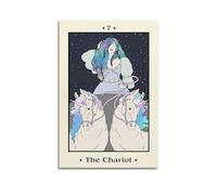 DSJXJZ Impression sur toile représentant le Tarot Major Arcana, le chariot, motif princesse arc-en-ciel et cheval de guerre, décoration murale moderne pour chambre à coucher, 40 x 60 cm