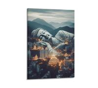 DSJXJZ Impression sur toile représentant un Bouddha incliné et religieux - Décoration murale moderne pour chambre à coucher - 60 x 90 cm