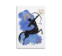 DSJXJZ Impression sur toile représentant un centaure du Sagittaire et une flèche avec des fleurs - Décoration murale moderne pour chambre à coucher - 50 x 75 cm