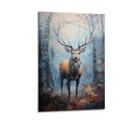 DSJXJZ Impression sur toile représentant un cerf majestueux dans une forêt enchantée, un plaisir artistique et décoratif, décoration murale moderne pour chambre à coucher, 20 x 30 cm