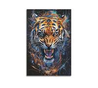 DSJXJZ Impression sur toile représentant un tigre effrayant dans l'obscurité - Décoration murale moderne pour chambre à coucher - 20 x 30 cm