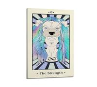 DSJXJZ Impression sur toile représentant une fille portant un masque de lion - Motif tarot Major Arcana The Strength - 50 x 75 cm