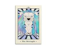 DSJXJZ Impression sur toile représentant une fille portant un masque de lion - Motif tarot Major Arcana The Strength - 50 x 75 cm