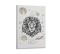 DSJXJZ Impression sur toile représentant une tête de lion, une étoile, une lune, une planète, une décoration murale moderne pour chambre à coucher, 40 x 60 cm