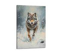 DSJXJZ Impression sur toile sur le thème de l'hiver et du loup en mouvement - Décoration murale moderne pour chambre à coucher - 50 x 75 cm