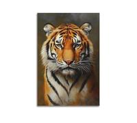 DSJXJZ Portrait réaliste d'un tigre majestueux avec rayures vives - Impression sur toile - Décoration murale moderne pour chambre à coucher familiale (30 x 45 cm)