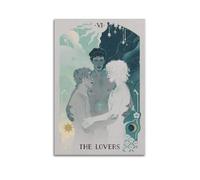 DSJXJZ Toile murale décorative avec bordure d'arche blanche et grise de Tarot Major Arcana The Lovers - 30 x 45 cm