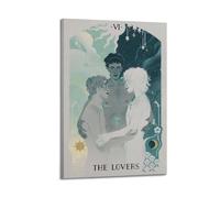 DSJXJZ Toile murale décorative avec bordure d'arche de Tarot Major Arcana The Lovers - Blanc et gris - 60 x 90 cm