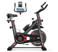 Dskeuzeew Vélo d'Appartement Magnétique Vélo de Fitness d'intérieur à roue d'inertie 12KG, écran LCD, capteur de fréquence cardiaque, construction en acier 80MM, capacité 150KG