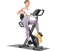 Dskeuzeew Vélo d'appartement pliable pour maison, 4 en 1 vélo magnétique pliable, vélo d'appartement 8 niveaux de résistance, moniteur LCD et capteur de fréquence cardiaque