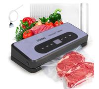 DSkiley Machine à emballer sous vide pour la conservation des aliments, aspiration puissante de 80 kPa, cutter et kit de démarrage, modes sec et humide, compte à rebours numérique, design compact