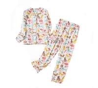 DSKK Ensemble de Pyjama pour Femme Flanelle Coton Confortable Boutonné Manches Longues Chemise et Pantalons (Multicolore,S)