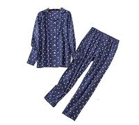 DSKK Hommes Ensemble de Pyjama Coton Manches Longues Pyjama Deux pièces Chemise à Manches Longues et Pantalon de Pyjama (1#,M)