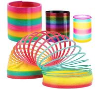 DSL Lot de 3 jouets géants arc-en-ciel Slinky, moyen métallique, petit jouet lumineux, cadeau d'anniversaire, cadeau de Noël, cadeau de fête pour enfants