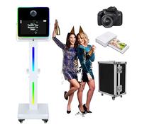 DSLR Photo Cabine Machine 15.6 Pouces Selfie Portable Écran Tactile Photobooth avec Cas de Vol, Miroir Photo Cabine avec Lumière RGB pour Mariage Fête Événements (Machine+Camér Mini Imprimante)