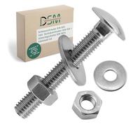 DSM - Boulons de carrosserie M5 x 80 mm selon DIN 603 - Avec écrou hexagonal M5 DIN 934 & rondelle DIN 9021 - Acier inoxydable A2/V2A - Vis à tête bombée avec collet carré - Lot de 2