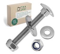 DSM - Boulons de fixation M6 x 60 mm selon DIN 603 - Écrou de sécurité M6 DIN 985 & Rondelle DIN 9021 - Acier inoxydable A2/V2A - Vis à tête ronde avec collet carré - Écrous d’arrêt - Lot de 50 pièces
