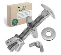 DSM - Boulons M6X110mm Conforme à DIN 603 - M6 Écrou Aileron DIN 315 & Rondelle DIN 9021 - Acier Inoxydable A2/V2A - Vis à Tête Ronde à Tête Carrée - Ecrou Papillon - Lot de 10
