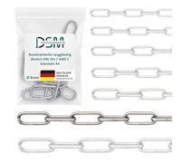 DSM - Chaîne acier 8 mm Ø long maillon, type similaire DIN 763/5685C - Acier inox A4 - inoxydable - Pour Jardin, bateau, atelier & déco - Charge rupture 2500 kg - 5,0 m