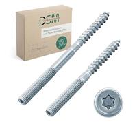 DSM - Goujons double filetage M12 x 200 mm, empreinte Torx TX25, zingués - M6 à M12, vis double filet pour colliers de tuyaux, bois, matériel de montage - lot de 10