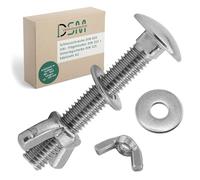 DSM - Lot de 10 vis de carrosserie M5 x 45 mm selon DIN 603 - M5 écrou papillon DIN 315 & rondelle DIN 125 - Acier inoxydable A2/V2A - Vis à tête ronde avec collet carré - Écrou papillon - 10 pièces