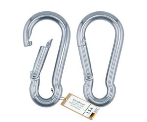 DSM Lot de 15 mousquetons de pompier avec crochet à ressort 7 x 70 mm Acier galvanisé conforme à la norme DIN 5299C Forme C, en forme de poire Charge maximale : 180 kg Pour camping, porte-clés