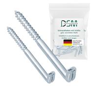 DSM - Lot de 25 crochets à visser droits avec fente type 7 - 4,4 x 40 mm - Galvanisé - Convient pour le bois, le béton et la maçonnerie - Crochets à vis à tête plate avec filetage à bois - Crochet