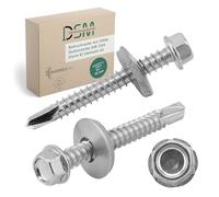 DSM Lot de 25 vis autoperceuses à tête hexagonale DIN 7504, 5,5 x 70 mm, en acier inoxydable A2, avec rondelle d'étanchéité EPDM de 16 mm, inoxydables et auto-perceuses, conviennent aux métaux mous