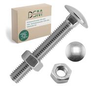DSM - Lot de 5 boulons de carrosserie M12 x 120 mm DIN 603 - Avec écrou hexagonal DIN 934 - Inox A2/V2A/V2A - Vis TRCC à tête bombée collet carré - Filetage complet - Vis pour paumelle