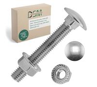 DSM - Lot de 5 vis de carrosserie M5 x 35 mm selon DIN 603 - M5 écrou à bride avec denture de blocage DIN 6923 - Acier inoxydable A2/V2A - Vis à tête ronde avec collet carré - Écrou hexagonal avec