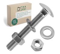 DSM - Vis à tête bombée M12 x 60 mm selon DIN 603 - in rou hexagonal M12 DIN 934 & Rondelle DIN 125 - Acier inoxydable A2/V2A - Vis à tête ronde avec collet carré - Lot de 25 pièces