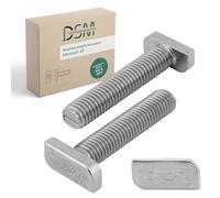 DSM - Vis à tête de marteau M8 x 50 mm - Acier inoxydable A2-70, antirouille - Type 28/15 - Pour rails de montage, photovoltaïque, modules solaires, supports PV, profilés C, montage solaire et serres