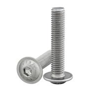 DSM - Vis à tête fraisée M6 x 60 mm avec bride - ISO 7380-2 - Vis à bride filet complet - Hexagonale interne (ISK) - Acier inox A2, résistant à la corrosion - Tête plate - Lot de 10