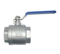 Dsmpipeft 1 robinet à boisseau sphérique à port complet avec poignée d'isolation en vinyle bleu robuste, acier inoxydable 316 BSP femelle x filetage femelle, 1000 WOG (3,8 cm)