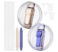 Dsnirasy Lot de 2 couvercles anti-déversement avec paille à rabat pour tasse Stanley, 887 ml, avec couvercle anti-fuite, pour tasse Stanley H2.0 Quencher ProTour, avec buse amovible (crème + violet)