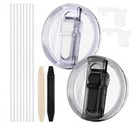 Dsnirasy Lot de 2 couvercles anti-fuite pour quencher Stanley H2.0 de 1200 ml, sans déversement, couvercles de rechange pour Stanley ProTour, avec buse amovible (blanc + noir)