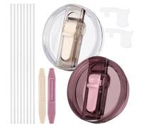 Dsnirasy Lot de 2 couvercles anti-fuite pour quencher Stanley H2.0 de 1200 ml, sans déversement, couvercles de rechange pour Stanley ProTour, avec buse amovible (crème + vieux rose)