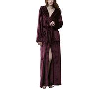 Femmes Peignoir Luxe pour Femme Robes en Peluche Robe Capuche Super Doux au Toucher en Peignoir à Capuche - Cadeau Parfait pour Elle Vin Rouge L