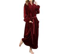 DSNOW Luxe Femme Peignoir de Bain Polaire Chambre Chaud Flanelle Robe Vêtement de Nuit (UE 42-44 (XL), Rouge)