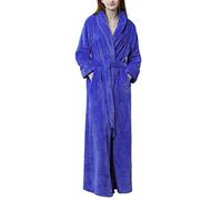 DSNOW Peignoir de Bain Unisexe 100% Coton égyptien en Velours éponge Super Doux avec Poches et Ceinture Bleu XL