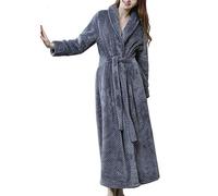 DSNOW Peignoir Femme Velours Robe de Chambre Polaire Femme Chaud Long Flanelle Peignoir de Bain Eponge Hiver Longue pour Le Cadeau de Noël Gris XL
