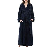 DSNOW Robe de Chambre Kimono Tissage Gaufré Femme 100% Coton Waffle Peignoir de Bain Légère col V Unisexe Pyjama pour l'hôtel Spa Sauna Vêtements de Nuit Marine M