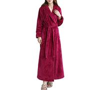 DSNOW Robe de Chambre Kimono Tissage Gaufré Femme 100% Coton Waffle Peignoir de Bain Légère col V Unisexe Pyjama pour l'hôtel Spa Sauna Vêtements de Nuit Rose Rouge M